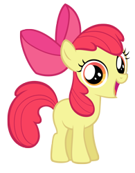 Size: 2000x2560 | Tagged: safe, anonymous artist, apple bloom, earth pony, pony, g4, adorabloom, apple bloom's bow, blank flank, bow, cute, female, filly, foal, hair bow, high res, open mouth, open smile, simple background, smiling, solo, transparent background, vector