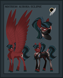 Size: 1686x2067 | Tagged: safe, artist:parrpitched, oc, oc only, oc:aurora eclipse(fireverse), pegasus, alternate universe, fireheart76's latex suit design, latex, latex suit, pegasus oc, prisoners of the moon, reference sheet, rubber, rubber suit