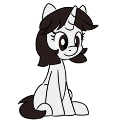 Size: 800x800 | Tagged: safe, artist:unitxxvii, oc, oc only, oc:talim, pony, unicorn, female, horn, mare, simple background, sitting, smiling, solo, transparent background