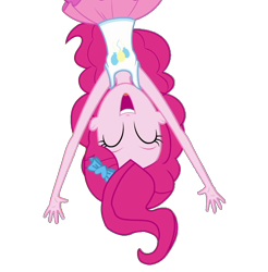 Size: 1062x1080 | Tagged: safe, artist:blockslikepl, edit, edited screencap, screencap, pinkie pie, human, equestria girls, g4, background removed, eyes closed, female, simple background, smiling, solo, transparent background, upside down