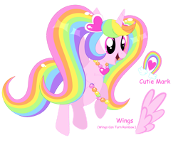 Size: 989x808 | Tagged: safe, artist:megluanapinkiepie, artist:selenaede, artist:sherbertstarkitty05, oc, oc only, oc:rainbow vivre, alicorn, pony, g4, alicorn oc, base used, cutie mark, eyelashes, female, female oc, horn, mare, mare oc, reference sheet, simple background, solo, transparent background, white sclera, wings