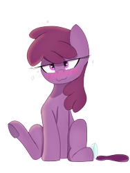 Size: 1500x2000 | Tagged: safe, alternate version, artist:psychotix, berry punch, berryshine, earth pony, pony, g4, :3, alcohol, alcoholism, blushing, crossed hooves, drink, drunk, drunk bubbles, glass, lidded eyes, raised hoof, simple background, solo, spilled drink, textless, textless version, transparent background, underhoof, wine, wine glass