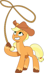 Size: 1069x1755 | Tagged: safe, artist:prixy05, applejack, earth pony, pony, g4, g5, my little pony: tell your tale, applejack's hat, countershading, cowboy hat, female, g4 to g5, generation leap, hat, lasso, mare, rope, simple background, solo, transparent background, vector