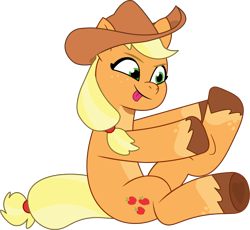 Size: 1118x1028 | Tagged: safe, artist:prixy05, applejack, earth pony, pony, g4, g5, my little pony: tell your tale, applejack's hat, countershading, cowboy hat, female, g4 to g5, generation leap, hat, mare, raised leg, simple background, solo, tongue out, transparent background, vector