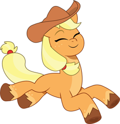 Size: 1036x1071 | Tagged: safe, artist:prixy05, applejack, earth pony, pony, g4, g5, my little pony: tell your tale, applejack's hat, countershading, cowboy hat, eyes closed, female, g4 to g5, generation leap, hat, mare, simple background, solo, transparent background, vector
