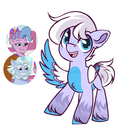 Size: 718x720 | Tagged: safe, artist:marsel1nushka, alphabittle blossomforth, queen haven, oc, pegasus, pony, unicorn, g5, my little pony: tell your tale, female, g5 oc, horn, male, offspring, parent:alphabittle blossomforth, parent:queen haven, parents:alphahaven, pegasus oc, ship:alphahaven, shipping, simple background, solo, straight, white background