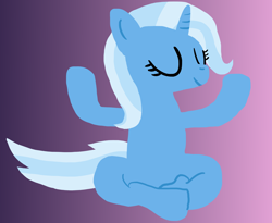 Size: 1976x1620 | Tagged: safe, artist:wissle, trixie, pony, unicorn, g4, atg 2024, eyes closed, female, gradient background, horn, lotus position, mare, meditation, newbie artist training grounds, sitting, solo, yoga