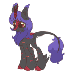 Size: 2048x2048 | Tagged: safe, artist:cupute, oc, oc only, oc:ruby ash, kirin, bandaid, cute, ear fluff, gray coat, hoof fluff, long mane, png, purple mane, red eyes, simple background, solo, tail, tail fluff, transparent background