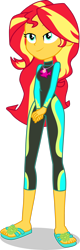 Size: 1280x4009 | Tagged: safe, artist:dustinwatsongkx, sunset shimmer, human, equestria girls, g4, clothes, clothes swap, female, fluttershy's wetsuit, geode of fauna, hands together, magical geodes, sandals, simple background, solo, swimsuit, swimsuit swap, transparent background, vector, wetsuit