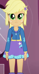 Size: 490x936 | Tagged: safe, artist:qbert2kcat, applejack, equestria girls, g4, boots, clothes, clothes swap, hoodie, shirt, shoes, skirt, solo