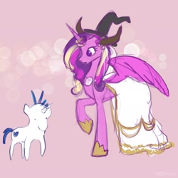 Size: 2048x2048 | Tagged: safe, artist:pfeffaroo, princess cadance, shining armor, alicorn, pony, unicorn, g4, concave belly, duo, duo male and female, female, height difference, horn, male, meme, physique difference, slender, tall, the bride and the ugly ass groom, thin