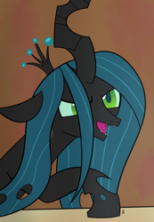 Size: 2036x2941 | Tagged: safe, artist:frownfactory, queen chrysalis, changeling, changeling queen, g4, atg 2024, female, newbie artist training grounds, solo