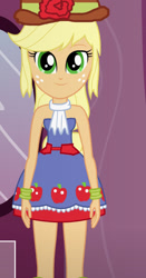 Size: 490x936 | Tagged: safe, artist:qbert2kcat, applejack, human, equestria girls, g4, bare shoulders, fall formal outfits, female, sleeveless, solo, strapless