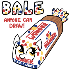 Size: 1000x1000 | Tagged: safe, artist:purblehoers, bread pony, food pony, /bale/, bread, colored, food, inanimate object, looking at you, lying down, ms paint, ponyloaf, prone, simple background, solo, wat, white background, wonder bread