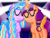 Size: 2160x1620 | Tagged: safe, artist:jesslmc16, izzy moonbow, sunny starscout, alicorn, pony, g5, alicorn izzy, alicornified, alternate universe, cute, digital art, duo, duo female, eyes closed, female, folded wings, headcanon, heart, horn, izzybetes, izzycorn, lesbian, magic, mane stripe sunny, mare, race swap, rainbow power, ship:moonscout, shipping, signature, simple background, smiling, starry night, sunnycorn, tree, wings