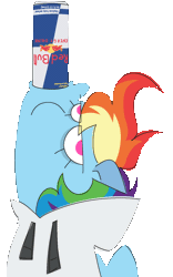 Size: 1000x1600 | Tagged: safe, artist:threetwotwo32232, rainbow dash, pegasus, pony, g4, animated, atg 2024, chugging, clothes, drink, drinking, energy drink, female, gif, hoodie, loop, mare, newbie artist training grounds, perfect loop, red bull, simple background, solo, swallowing, throat bulge, transparent background