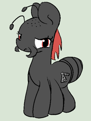Size: 381x505 | Tagged: safe, oc, oc only, oc:zippers, ant, ant pony, insect, original species, bald, cute, female, mare, red eyes, simple background, solo, species swap