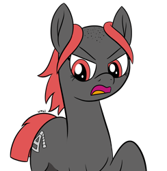 Size: 1495x1531 | Tagged: safe, artist:wapamario63, oc, oc only, oc:zippers, earth pony, pony, angry, bald, cute, female, looking down, mare, red eyes, simple background, solo, transparent background