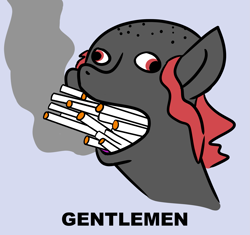 Size: 2445x2302 | Tagged: safe, oc, oc only, oc:zippers, earth pony, pony, bald, cig, cigarette smoke, cute, female, gentlemen, mare, meme, mentlegen, red eyes, simple background, smoke, smoking, solo, team fortress 2, text