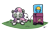 Size: 1600x1000 | Tagged: safe, artist:mafon, sweetie belle, robot, unicorn, friendship is witchcraft, g4, atg 2024, charging, food, horn, lemon, newbie artist training grounds, simple background, solo, sweetie bot, transparent background