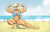 Size: 4059x2590 | Tagged: safe, artist:matchstickman, applejack, earth pony, anthro, plantigrade anthro, applejacked, beach, belly button, bicep flex, bikini, breasts, buff breasts, busty applejack, clothes, female, flexing, muscles, muscular female, ocean, pose, solo, swimsuit, water