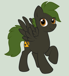 Size: 744x820 | Tagged: safe, artist:noctli, oc, oc only, pegasus, eye clipping through hair, eyelashes, female, mare, pegasus oc, raised hoof, simple background, smiling, solo, wings