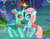 Size: 1018x798 | Tagged: safe, artist:wildrose17, cornicle, ocellus, changedling, changeling, g4, base used, blushing, duo, duo male and female, female, male, mistletoe, ship:cornellus, shipping, straight