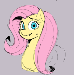 Size: 606x619 | Tagged: safe, artist:inkbloto, fluttershy, pegasus, pony, bust, looking at you, nervous, nervous smile, simple background, sketch, smiling, solo, sweat, sweatdrop