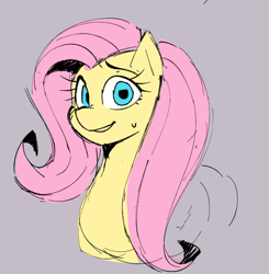 Size: 606x619 | Tagged: safe, artist:inkbloto, fluttershy, pegasus, pony, g4, bust, looking at you, nervous, nervous smile, simple background, sketch, smiling, solo, sweat, sweatdrop