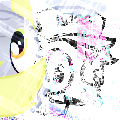 Size: 120x120 | Tagged: safe, artist:y122n20497166, derpy hooves, pony, duo, icon, music at source