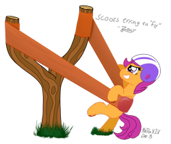 Size: 2000x1680 | Tagged: safe, artist:zeccy, scootaloo, pegasus, female, filly, foal, helmet, newbie artist training grounds, slingshot, solo