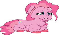 Size: 1085x639 | Tagged: safe, artist:prixy05, pinkie pie, earth pony, pony, g4, g5, my little pony: tell your tale, rock solid friendship, deflated, female, g4 to g5, generation leap, mare, simple background, solo, transparent background, vector