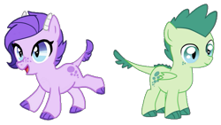 Size: 613x345 | Tagged: source needed, safe, artist:kianamai, oc, oc only, oc:crystal clarity, oc:turquoise blitz, dracony, dragon, hybrid, pony, kilalaverse, g4, brother and sister, cute, duo, female, hybrid oc, interspecies offspring, male, offspring, parent:rarity, parent:spike, parents:sparity, siblings, simple background, transparent background, vector