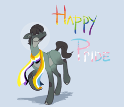 Size: 920x800 | Tagged: safe, artist:frostedsoul, derpibooru exclusive, oc, oc only, oc:california kill, earth pony, pony, aroace, aroace pride flag, nonbinary, nonbinary pride flag, pride, pride flag, pride month, solo, transgender pride flag