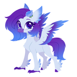 Size: 2820x2835 | Tagged: safe, artist:belka-sempai, part of a set, oc, oc only, classical hippogriff, hippogriff, g4, classical hippogriffied, colored wings, commission, female, flower, flower in hair, gradient mane, gradient wings, hippogriffied, simple background, smiling, solo, species swap, spread wings, transparent background, wings, ych result