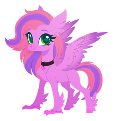 Size: 2820x2835 | Tagged: safe, artist:belka-sempai, oc, oc only, oc:lilac, classical hippogriff, hippogriff, g4, commission, female, heart necklace, jewelry, necklace, simple background, smiling, solo, spread wings, transparent background, wings, ych result