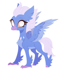 Size: 2420x2835 | Tagged: safe, alternate version, artist:belka-sempai, oc, oc only, changeling, classical hippogriff, hippogriff, g4, changeling eyes, commission, disguise, disguised changeling, female, simple background, smiling, solo, spread wings, transparent background, wings, ych result