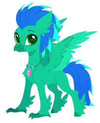 Size: 2226x2747 | Tagged: safe, artist:belka-sempai, oc, oc only, oc:sky splash, classical hippogriff, hippogriff, g4, commission, freckles, jewelry, male, necklace, simple background, smiling, solo, spread wings, transparent background, wings, ych result