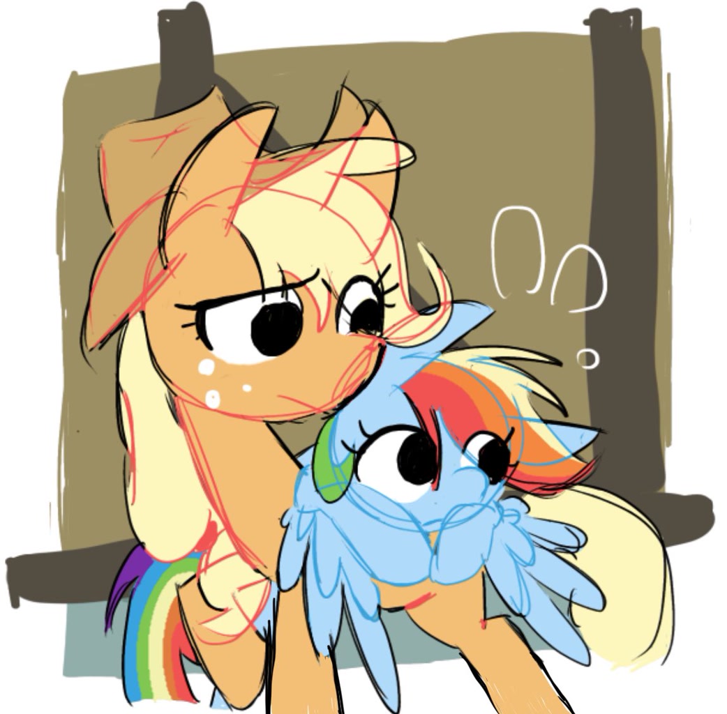 #3376599 - safe, artist:appledash3r_, applejack, rainbow dash, earth ...