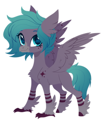 Size: 2420x2784 | Tagged: safe, artist:belka-sempai, part of a set, oc, oc only, classical hippogriff, hippogriff, g4, classical hippogriffied, coat markings, commission, female, hippogriffied, leg stripes, simple background, smiling, solo, species swap, spread wings, stars, stripes, transparent background, wings, ych result
