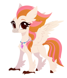 Size: 2420x2835 | Tagged: safe, artist:belka-sempai, oc, oc only, oc:belka, classical hippogriff, hippogriff, g4, classical hippogriffied, commission, female, hippogriffied, simple background, smiling, solo, species swap, transparent background, ych result