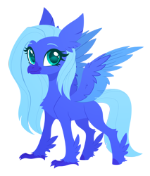 Size: 2420x2835 | Tagged: safe, artist:belka-sempai, part of a set, oc, oc only, oc:water wings, classical hippogriff, hippogriff, g4, classical hippogriffied, colored wings, commission, female, hippogriffied, simple background, smiling, solo, species swap, spread wings, transparent background, wings, ych result
