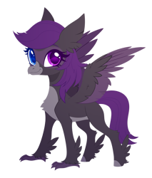 Size: 2420x2835 | Tagged: safe, artist:belka-sempai, oc, oc only, classical hippogriff, hippogriff, g4, classical hippogriffied, commission, female, heterochromia, hippogriffied, simple background, smiling, solo, species swap, transparent background, ych result