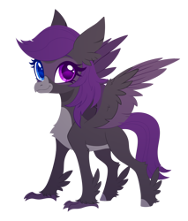 Size: 2420x2835 | Tagged: safe, artist:belka-sempai, part of a set, oc, oc only, classical hippogriff, hippogriff, g4, classical hippogriffied, colored wings, commission, female, heterochromia, hippogriffied, simple background, smiling, solo, species swap, spread wings, transparent background, wings, ych result