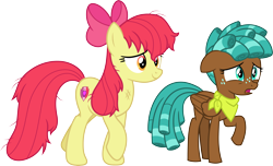 Size: 4932x3000 | Tagged: safe, artist:cloudy glow, apple bloom, spur, earth pony, pegasus, g4, apple bloom's bow, bow, duo, duo female, female, hair bow, older, older apple bloom, simple background, transparent background, vector