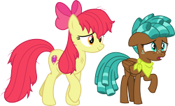 Size: 4932x3000 | Tagged: safe, artist:cloudy glow, apple bloom, spur, earth pony, pegasus, g4, .ai available, apple bloom's bow, bow, duo, duo female, female, hair bow, older, older apple bloom, simple background, the cmc's cutie marks, transparent background, vector