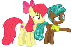Size: 4514x3000 | Tagged: safe, artist:cloudy glow, apple bloom, spur, earth pony, pegasus, g4, apple bloom's bow, bow, duo, duo female, female, hair bow, simple background, transparent background, vector