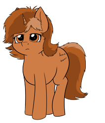 Size: 1027x1206 | Tagged: safe, artist:appledash, oc, oc only, oc:sign, pony, unicorn, atg 2024, female, frown, horn, mare, newbie artist training grounds, simple background, solo, standing, style emulation, transparent background