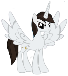 Size: 1760x1952 | Tagged: safe, artist:matthewoc, derpibooru exclusive, oc, oc only, oc:alicorn matthew, alicorn, alicorn oc, autism, autistic, concave belly, horn, male, new version, simple background, solo, spread wings, stallion, thin, white background, wings