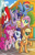 Size: 1100x1700 | Tagged: safe, artist:thom zahler, applejack, fluttershy, pinkie pie, rainbow dash, rarity, twilight sparkle, alicorn, earth pony, pegasus, pony, unicorn, g4, 2017, applejack's hat, building, calgary, calgary stampede, canada, canadian flag, cowboy hat, eyes closed, female, flying, freckles, group, hat, horn, mane six, mare, open mouth, open smile, outdoors, raised hoof, raised leg, rear view, signature, smiling, spread wings, tail, twilight sparkle (alicorn), wings